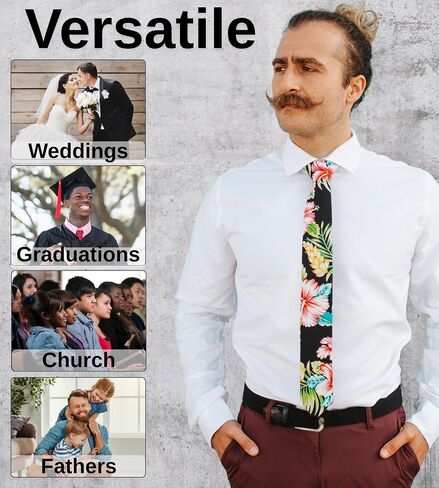 Otis & Oliver Floral Print Skinny Necktie ، قطن 100 ٪ ، رائع لحفلات الزفاف والرقصات والبعثات والعريس والعدالة in Kuwait