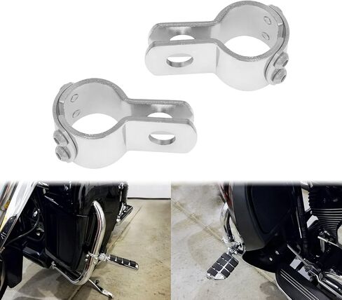 Highway Footpegs Clamps 1.25 inch Crash Bar Footpeg Bracket Universal Engine Guard Foot Pegs Mount Fit for Harley Indian and Orther Brands Chrome in Kuwait