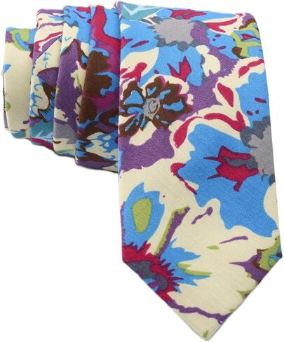 Otis & Oliver Floral Print Skinny Necktie ، قطن 100 ٪ ، رائع لحفلات الزفاف والرقصات والبعثات والعريس والعدالة in Kuwait