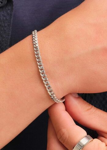 2 Pcs 925 Sterling Silver 5mm Cuban Link Chain for Men&2.5mm Rope Link Chain Bracelet Set for Men's&woman,Trendy hip-hop stacking Fashion Gift Boyfriend/Girlfriend/mother's Non Tarnish Hypoallergenic in Saudi Arabia