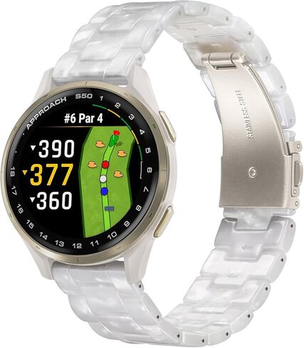 TRUMiRR for Vivomove HR/Vivoactive 3 / Vivoactive 5 Women Watchband, Pearl Resin Watch Band Rose Gold Stainless Steel Buckle Strap for Garmin Venu Sq/Venu Sq 2 / Vivomove 3 Luxe Style Trend in Kuwait