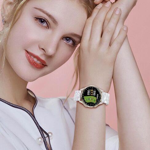 TRUMiRR for Vivomove HR/Vivoactive 3 / Vivoactive 5 Women Watchband, Pearl Resin Watch Band Rose Gold Stainless Steel Buckle Strap for Garmin Venu Sq/Venu Sq 2 / Vivomove 3 Luxe Style Trend in Kuwait