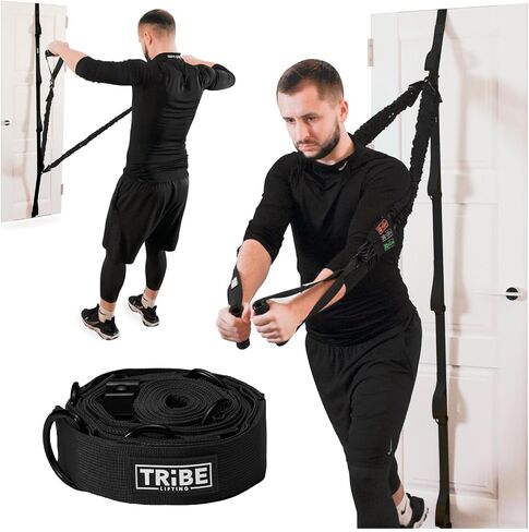 Door Anchor for Resistance Bands - Adjustable Resistance Band Door Anchor with 5 Loops & Metal Rings, Durable Nylon Door Strap for Full-Body Workouts in Saudi Arabia