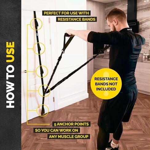 Door Anchor for Resistance Bands - Adjustable Resistance Band Door Anchor with 5 Loops & Metal Rings, Durable Nylon Door Strap for Full-Body Workouts in Saudi Arabia