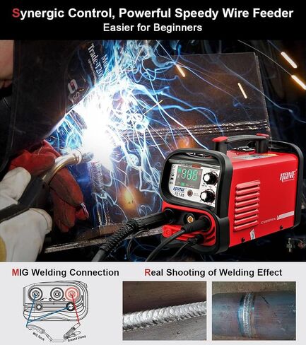 HONE Flux Core Welder 110V، فعلي 140Amp MIG Welder 3 في 1 لحام الأسلاك التآزرية بدون غاز/عصا لحام/رفع آلة لحام TIG، عاكس IGBT مع شاشة LED كبيرة وسلك لحام 2 رطل. in Kuwait