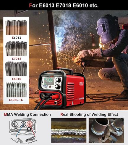 HONE Flux Core Welder 110V، فعلي 140Amp MIG Welder 3 في 1 لحام الأسلاك التآزرية بدون غاز/عصا لحام/رفع آلة لحام TIG، عاكس IGBT مع شاشة LED كبيرة وسلك لحام 2 رطل. in Kuwait