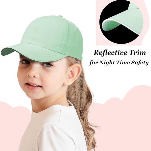 Little Girls Criss Cross Ponytail Hat Toddler Reflective Baseball Cap Kids Quick Dry Summer Sports Hats Age 3-8 in Saudi Arabia