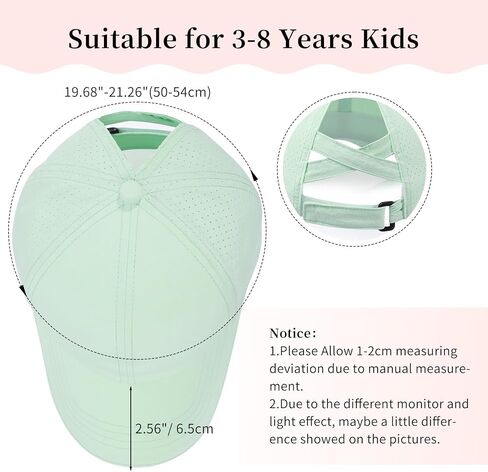 Little Girls Criss Cross Ponytail Hat Toddler Reflective Baseball Cap Kids Quick Dry Summer Sports Hats Age 3-8 in Saudi Arabia
