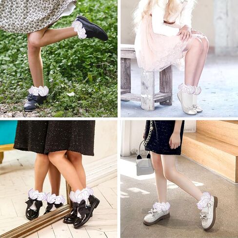 3 Pairs Ruffle Socks for Girls Pure Cotton Girl Ruffle Socks Lace Cuffed Girls Dress Sock for Toddler Little Girl in Saudi Arabia
