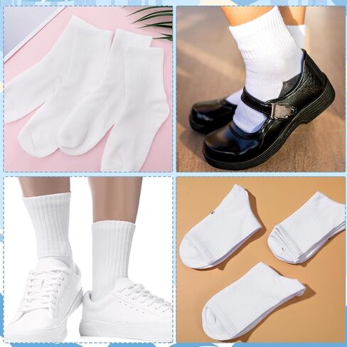 Lusofie Girls Crew Socks 8-10 Years Old 3 Pairs White Kids Socks For Boys Girls White Crew Socks Unisex Kids 8-10 Years Old Youth Boys Girls Soft 9-12 Years Kids Crew Socks in Saudi Arabia