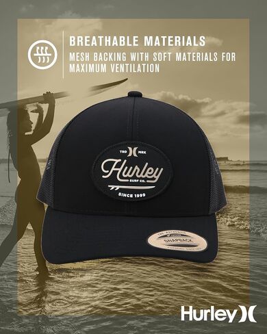 Hurley Mens' Hat - Beach Break Trucker Water Resistant Baseball Cap in Saudi Arabia