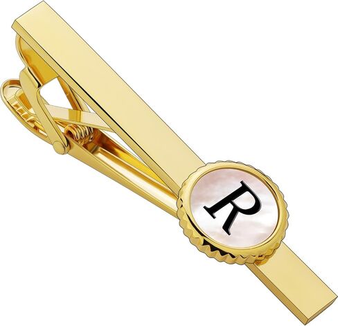 Tie Clips for Men Gold, TAIGRAMA Tie Clip 2.2 Inch Tie Bar and Tie Pin for Skinny Ties and Regular Ties, Initial Mens Tie Clip Tie Clasp Unique Personalized for Wedding Anniversary Business in Saudi Arabia