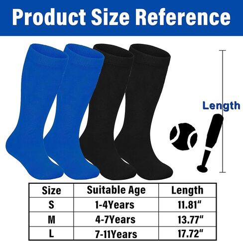 LPMOERA 4 أزواج صغار كرة القدم جوارب الفتيات الفتيان البيسبول الجوارب كرة القدم الجوارب الرياضية عالية الركبة in Kuwait