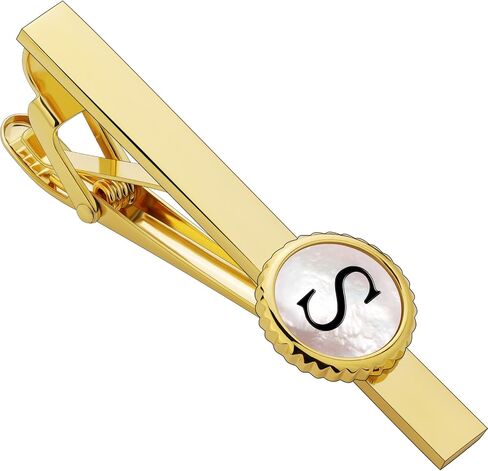 Tie Clips for Men Gold, TAIGRAMA Tie Clip 2.2 Inch Tie Bar and Tie Pin for Skinny Ties and Regular Ties, Initial Mens Tie Clip Tie Clasp Unique Personalized for Wedding Anniversary Business in Saudi Arabia