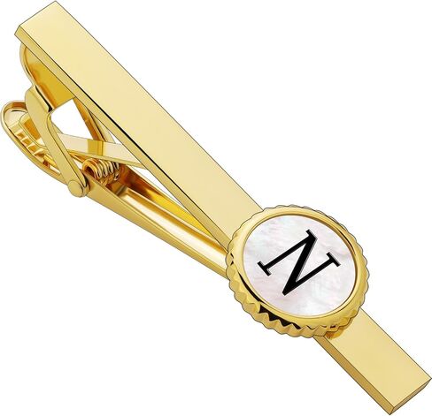 Tie Clips for Men Gold, TAIGRAMA Tie Clip 2.2 Inch Tie Bar and Tie Pin for Skinny Ties and Regular Ties, Initial Mens Tie Clip Tie Clasp Unique Personalized for Wedding Anniversary Business in Saudi Arabia