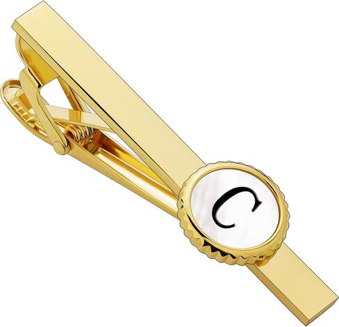 Tie Clips for Men Gold, TAIGRAMA Tie Clip 2.2 Inch Tie Bar and Tie Pin for Skinny Ties and Regular Ties, Initial Mens Tie Clip Tie Clasp Unique Personalized for Wedding Anniversary Business in Saudi Arabia