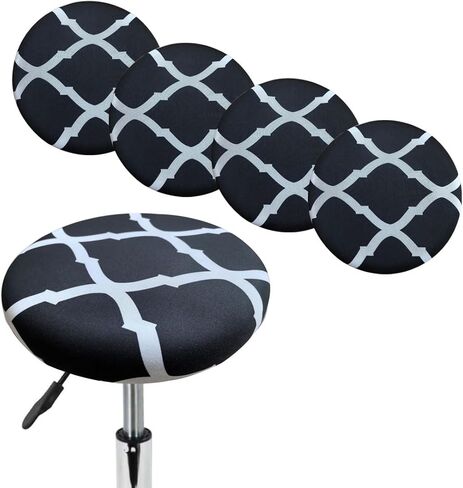 Levoberg Stool Cover Round 4 Pack Printed Bar Stool Seat Slipcover Stretch Rolling Stool Cover with Elastic Round Swivel Stool Cushion Cover Washable Round Barstool Covers Protector 13-20inch #14 in Kuwait
