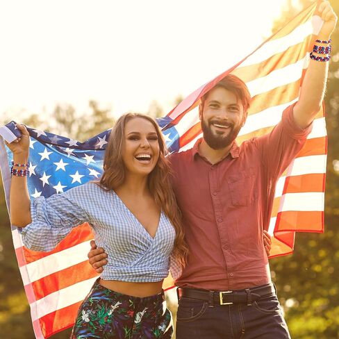 60 Pcs 4th of July Beaded Bracelets for Women Bulk Patriotic Bracelets for USA Memorial Day Independence Day, 7 Inch in Saudi Arabia