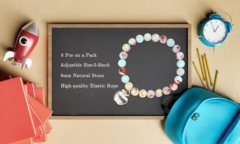 8pcs أساور تقدير المعلم هدايا للنساء للنساء المعلمون الحجر الطبيعي مرونة أساور حبة المعلم هدية المجوهرات in Kuwait