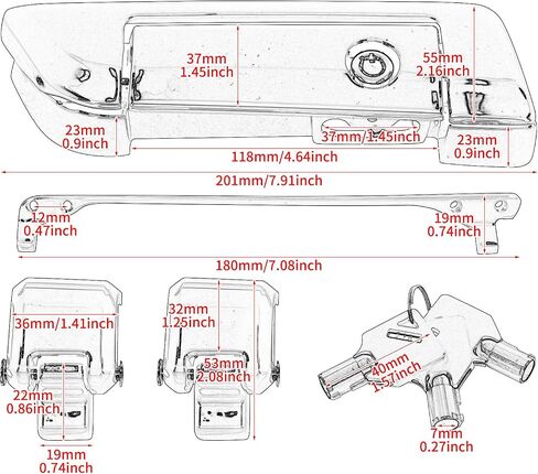 Tour Pack Trunk Behyses Tour Pak Trunk Lid Watch with Keys Kit Fit for Harley Touring Road Road Glide Glide Electra Glide Ultra Classic 2014-2024 (Black) in Kuwait
