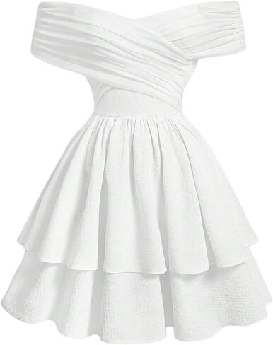 SOLY HUX Women's Off The Shoulder Ruffle Cocktail Dress 2025 Summer Wrap Dress Wedding Guest Graduation Prom Dresses in Saudi Arabia