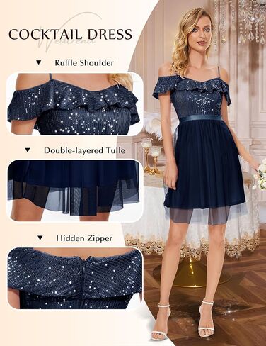 Wedtrend Sequin Dress for Women Short 80s Prom Dress Sparkly Cocktail Dresses Formal Dresses for Teens in Kuwait