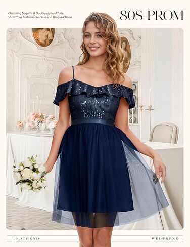 Wedtrend Sequin Dress for Women Short 80s Prom Dress Sparkly Cocktail Dresses Formal Dresses for Teens in Kuwait