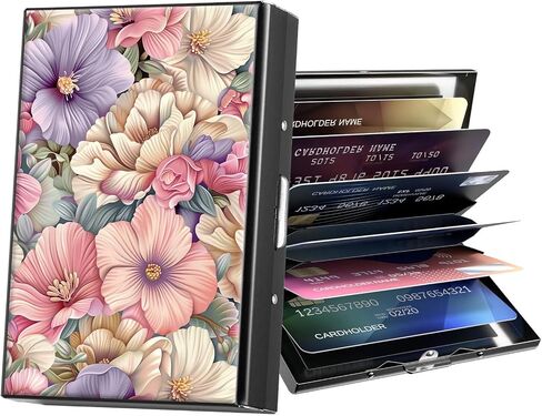 Metal Wallet,Credit Card Holder for Women Men,RFID Blocking Card Holder Wallet Mini Slim Aluminum Wallet ID Case Hard Card Case Business Card Holder Case,Glitter Butterfly Purple in Saudi Arabia