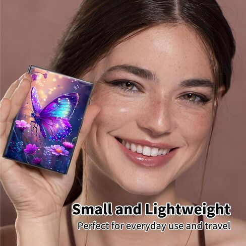 Metal Wallet,Credit Card Holder for Women Men,RFID Blocking Card Holder Wallet Mini Slim Aluminum Wallet ID Case Hard Card Case Business Card Holder Case,Glitter Butterfly Purple in Saudi Arabia