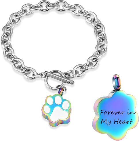 Minicremation Dog Paw Print Cremation Jewelry for Ashes Memorial Urn Bangle for Pet Stainless Steel Urn Bracelet Ashes Holder in Kuwait