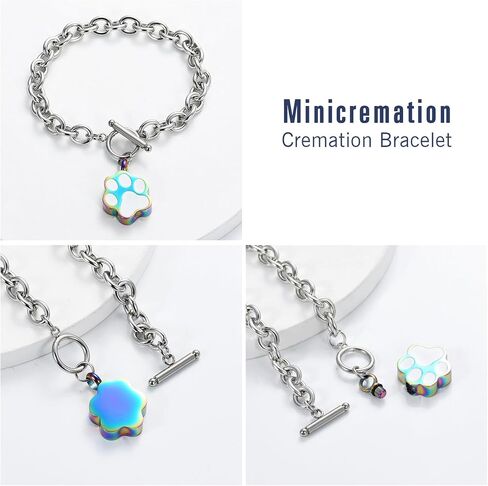 Minicremation Dog Paw Print Cremation Jewelry for Ashes Memorial Urn Bangle for Pet Stainless Steel Urn Bracelet Ashes Holder in Kuwait