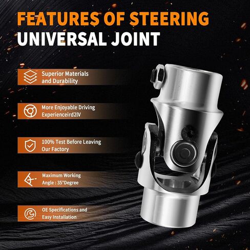 13/16"-36 Spline X3/4" Round Black Steering Universal Joint Single U Joint Shaft,Total Length: 83mm (3-1/4") in Saudi Arabia