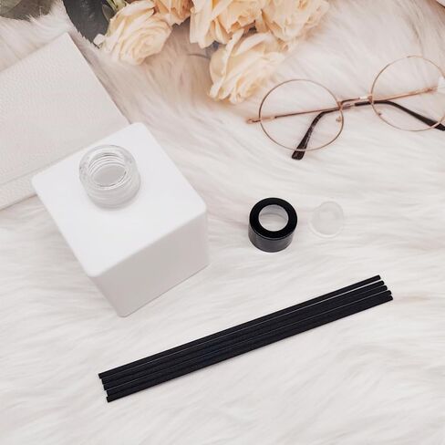 2PCS 200ml Reed Glass Diffuser Set，Essential Oil Container,6.7oz Refillable Empty Glass Bottles with Sticks,Diffuser Jars for Home Oil Fragrance Matte White (200ml Round) in Kuwait