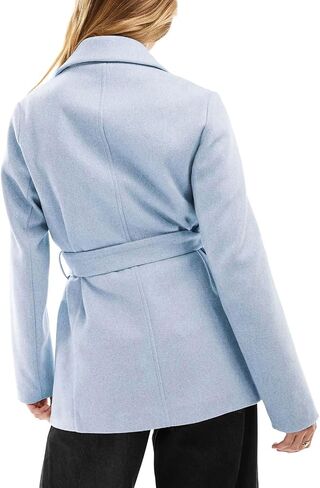 utcoco Women Fashion Belted Wool Trench Coat Notched Lapel Pea Coats Winter Warm Jackets with Pockets in Saudi Arabia