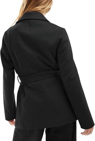 utcoco Women Fashion Belted Wool Trench Coat Notched Lapel Pea Coats Winter Warm Jackets with Pockets in Saudi Arabia