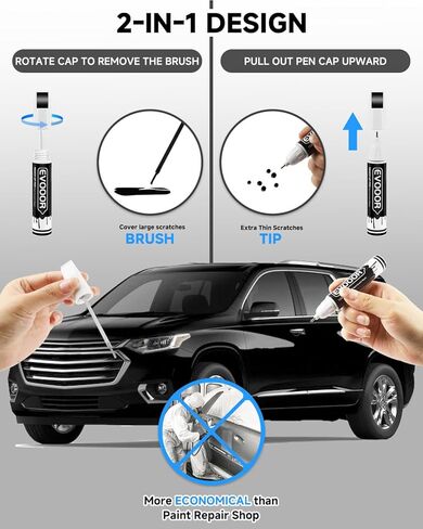 GBA/WA8555 Black Touch Up Paint Compatible with Chevrolet/Chevy Exact Match 2 in 1 Touch up Paint for Chips and Nicks Repair with 2pcs Disposable Ultra-fine Applicator in Kuwait