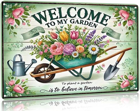 Bestylez Gardening Gifts Vintage Gardening Signs Welcome to My Garden Tin Sign for Home Garden Greenhouse Living Room Bedroom Yard Cottage Outdoor Decor 8X12 Inch (3357) in Saudi Arabia