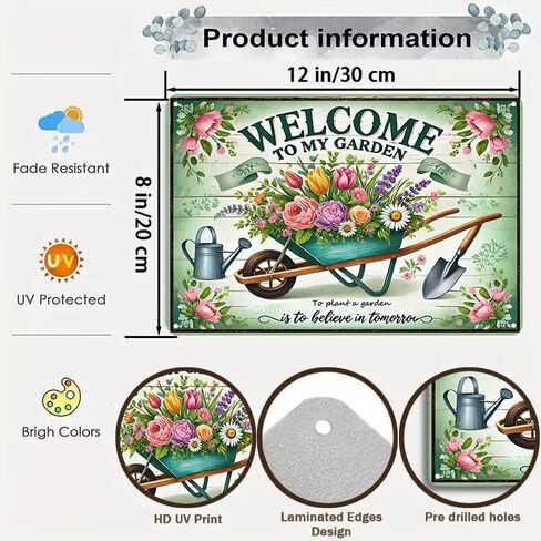 Bestylez Gardening Gifts Vintage Gardening Signs Welcome to My Garden Tin Sign for Home Garden Greenhouse Living Room Bedroom Yard Cottage Outdoor Decor 8X12 Inch (3357) in Saudi Arabia