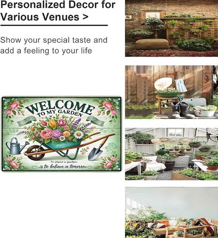 Bestylez Gardening Gifts Vintage Gardening Signs Welcome to My Garden Tin Sign for Home Garden Greenhouse Living Room Bedroom Yard Cottage Outdoor Decor 8X12 Inch (3357) in Saudi Arabia