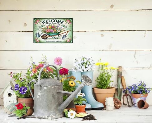 Bestylez Gardening Gifts Vintage Gardening Signs Welcome to My Garden Tin Sign for Home Garden Greenhouse Living Room Bedroom Yard Cottage Outdoor Decor 8X12 Inch (3357) in Saudi Arabia