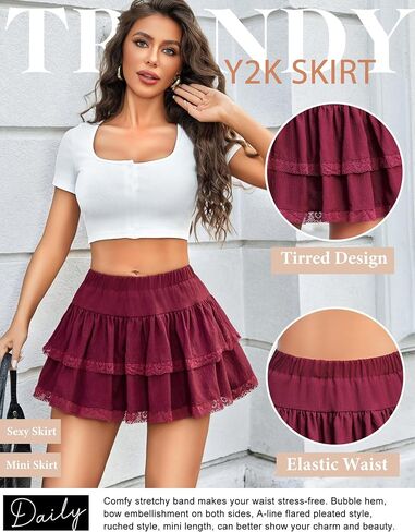 Avidlove Mini Mini Skirt Mini Basic High Highled Tiered Tiered Ruffles HEN LACE LASE CLITE LINGERIE TIRTS S-XXL in Kuwait