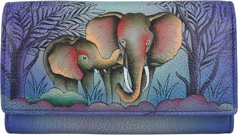 Anna by Anuschka Women's Original Leather Hand-Painted Checkbook Clutch Wallet in Saudi Arabia