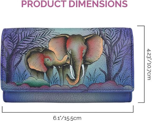Anna by Anuschka Women's Original Leather Hand-Painted Checkbook Clutch Wallet in Saudi Arabia