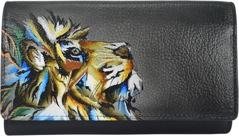 Anna by Anuschka Women's Original Leather Hand-Painted Checkbook Clutch Wallet in Saudi Arabia