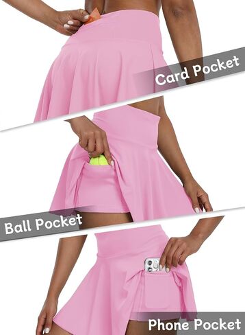 Womens Pleated Skirt High Waisted Mini Tennis Skirts for Women with Shorts Pockets Pickleball Skater Cheer Skorts in Saudi Arabia