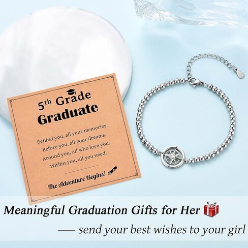 Graduation Gifts for Her, Class of 2025 High School 5th 6th 8th Grade College Masters Degree Graduation Compass Bracelet Jewlry Gifts for Girls Women in Kuwait