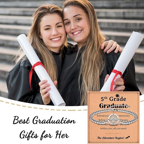 Graduation Gifts for Her, Class of 2025 High School 5th 6th 8th Grade College Masters Degree Graduation Compass Bracelet Jewlry Gifts for Girls Women in Kuwait
