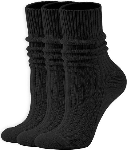 Women's Neon Scrunch Crew Socks 80s 90s Retro 3-Pack Cotton Stacked Boot Calf Cozy Ribbed Slouchy Socks Size 5-10 in Kuwait