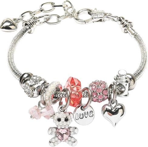 DS Charm Bracelets for girls,exquisite cute cartoon friendship Silver bracelets Stainless Steel Bangle with birthday Gift box, Adjustable girls jewelry Suitable for holiday gifts in Kuwait