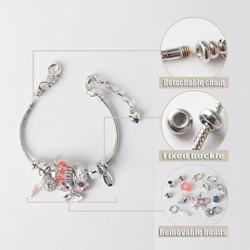 DS Charm Bracelets for girls,exquisite cute cartoon friendship Silver bracelets Stainless Steel Bangle with birthday Gift box, Adjustable girls jewelry Suitable for holiday gifts in Kuwait